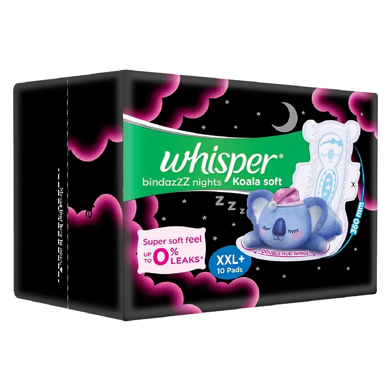 Whisper Bindazzz Night Koala Soft Sanitary Pads, 10 Pads-2.webp